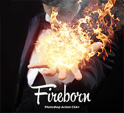 极品PS动作－烟火特效(含高清视频教程)：Fireborn CS4+ Photoshop Action